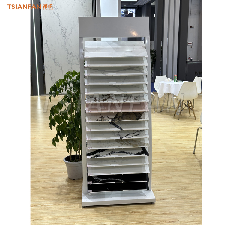 Various options for customized ceramic tile and marble display racks