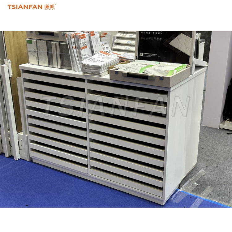 Customized high-quality ceramic tile slate drawer display rack