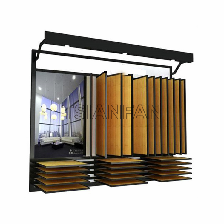Flip-type wooden floor display rack WF917