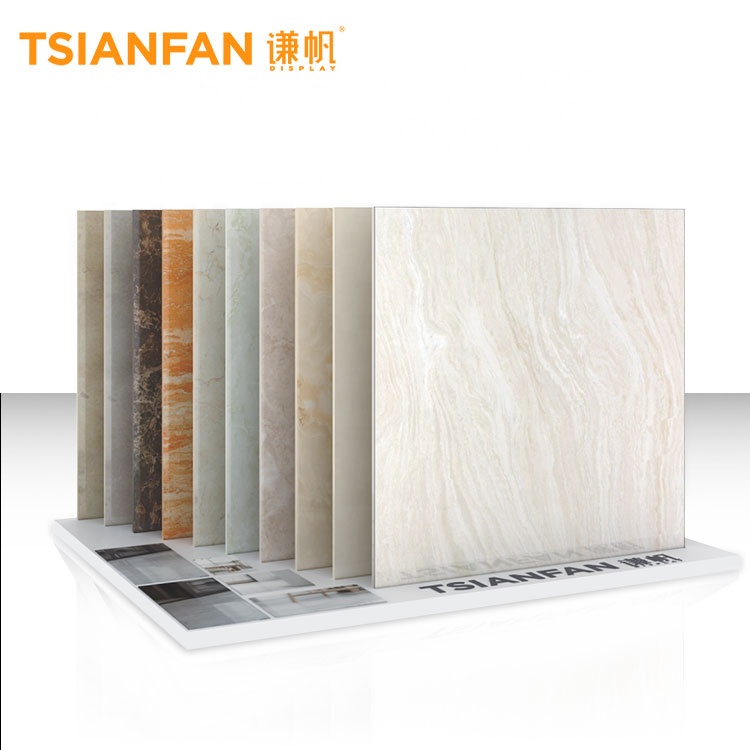From China Ceramic display rack counter countertop metal rack stand For Stone Tile Showroom