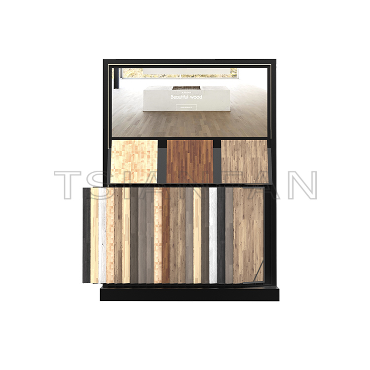 Retail Floor Display Stands Details   Name:   Porcelain tile Hardwood  Floor stand page turning combination Display rack-WF3011   Model Number:   WF3011   Appearance Size:  1500*585*2135mm/ Customized