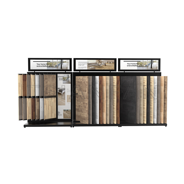 2022 Design Porcelain tile wood  Flooring stand page turning combination Display rack For Showroom-WF3014