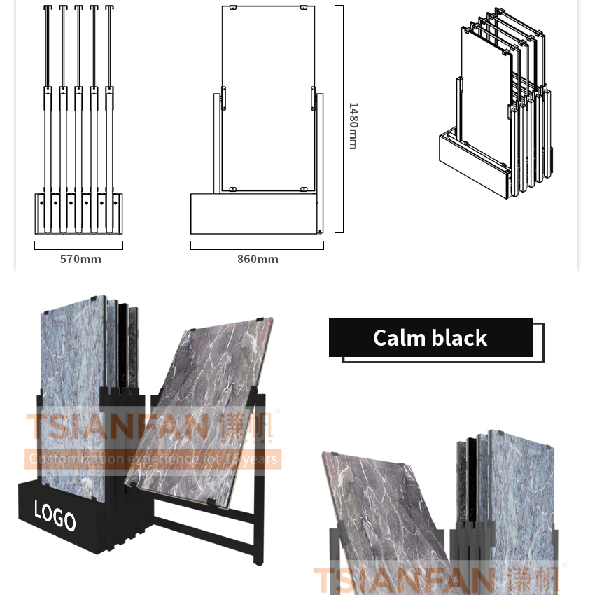 pull-out rotating ceramic tile floor sample display stand shelf frame ct602 