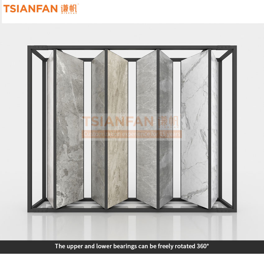 three sides of Rotating tile sample display rack