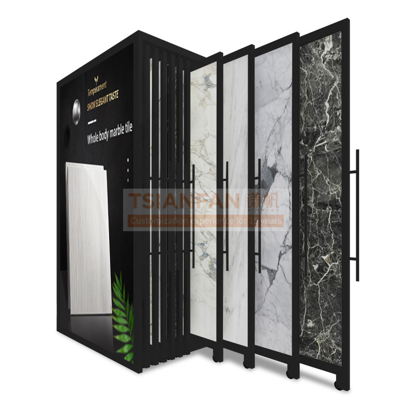 Large tile push-pull display rack
