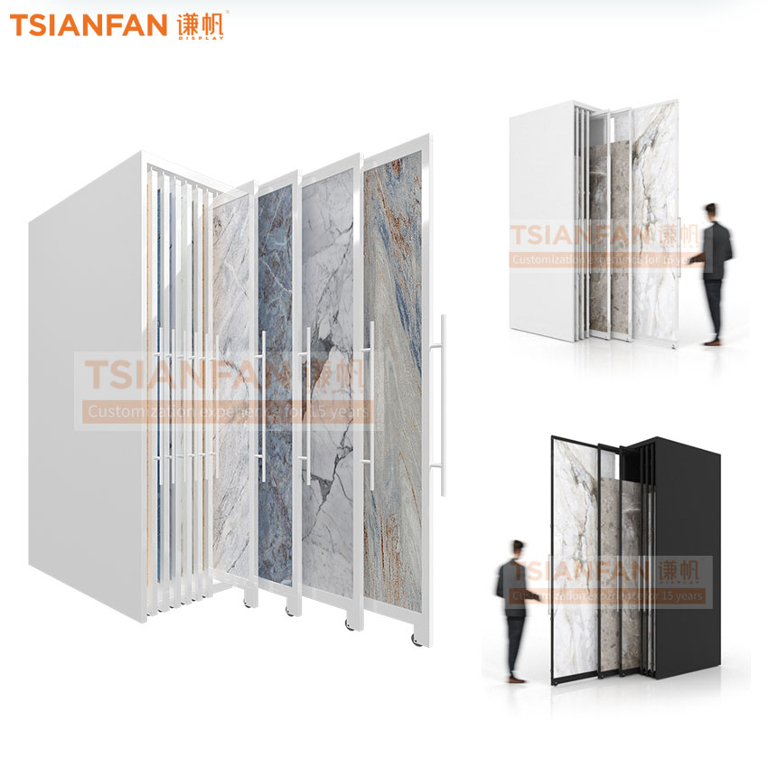 Large tile push-pull display rack
