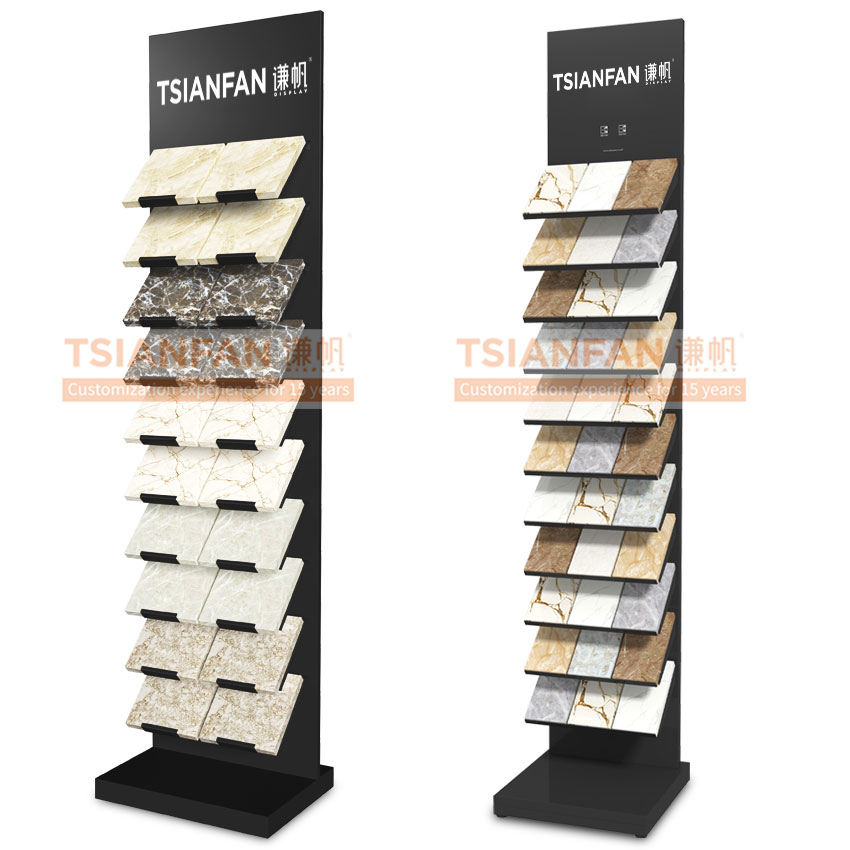 Tower Slab Display Stand Quartz Ceramic Tile Floor Metal Stone Display Rack