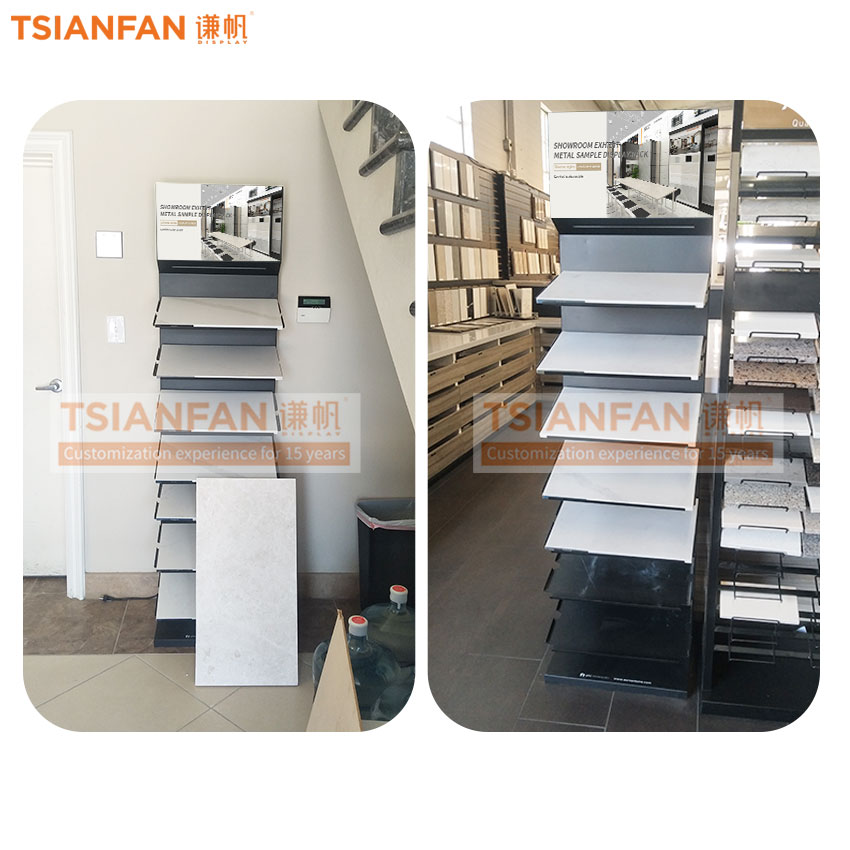 Quartz stone tile floor frame display stand