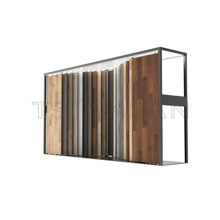 Custom push-pull panels hardwood flooring tile wall panels sliding metal display racks-WT4007