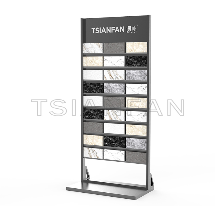 Hot sale Customize artificial floor standing quartz granite tile sample Metal display flooring stand cd107