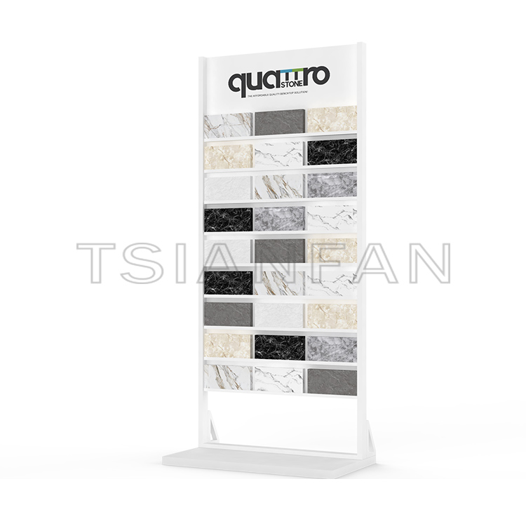 Hot sale Customize artificial floor standing quartz granite tile sample Metal display flooring stand cd107