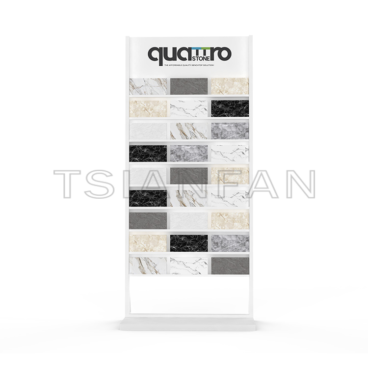 Hot sale Customize artificial floor standing quartz granite tile sample Metal display flooring stand cd107