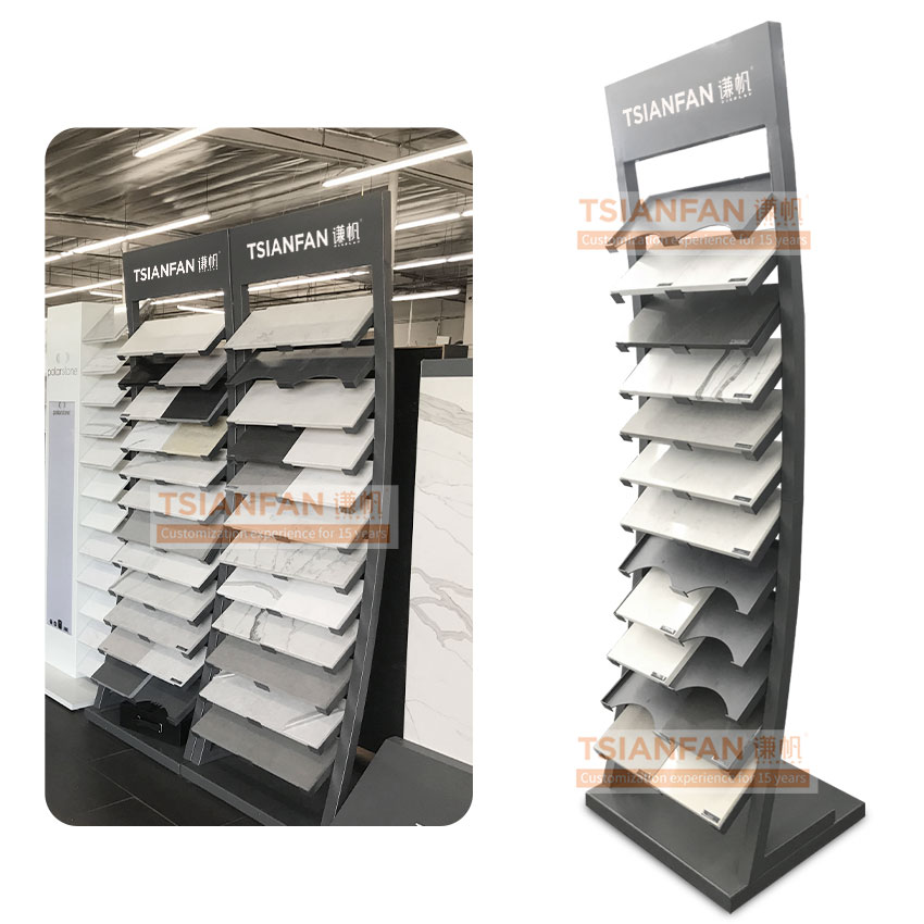 Exhibition Hall high quality art metal tile marble quartzite granite stone display stand