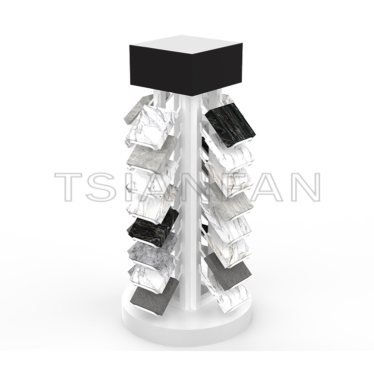 Rotation type design logo printing marble stone natural stone sample rotating display stand srt3014