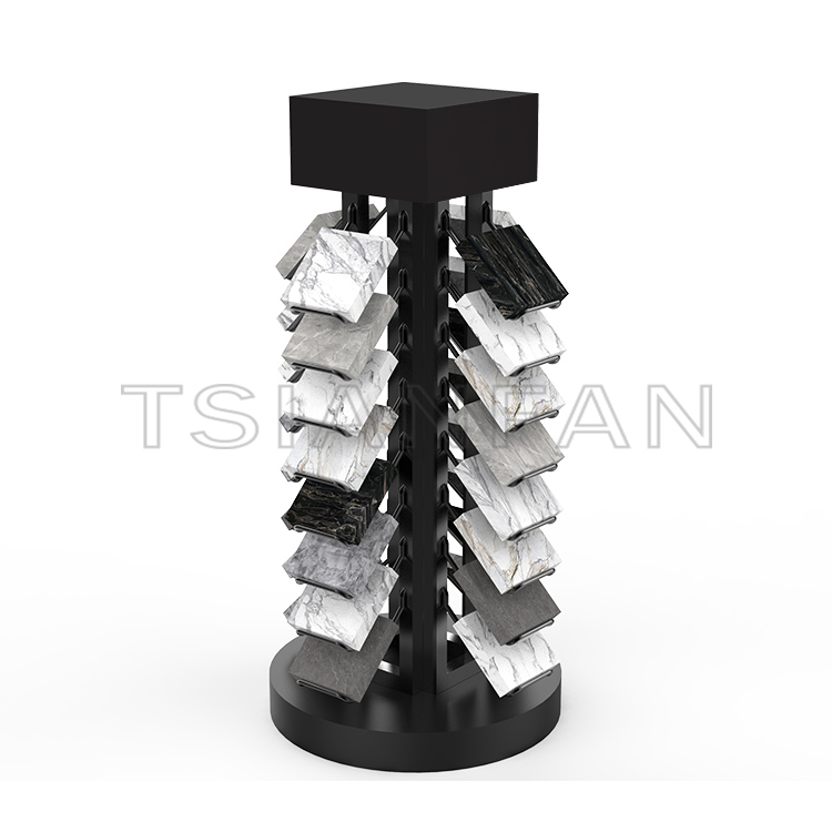 Rotation type design logo printing marble stone natural stone sample rotating display stand srt3014