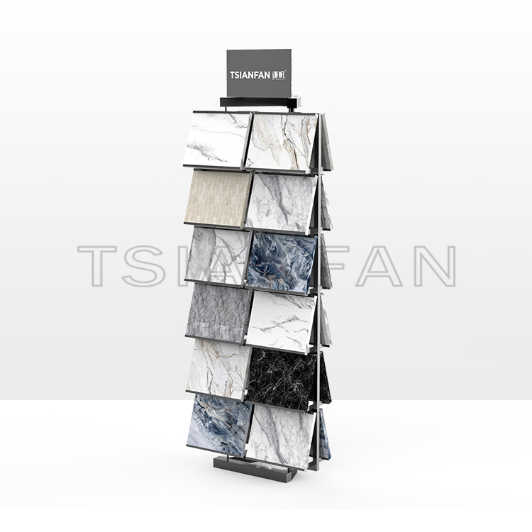 Floor Standing marble quartzite granite tile Floor Stand Metal Waterfall Customize Wholesale display stand srl597