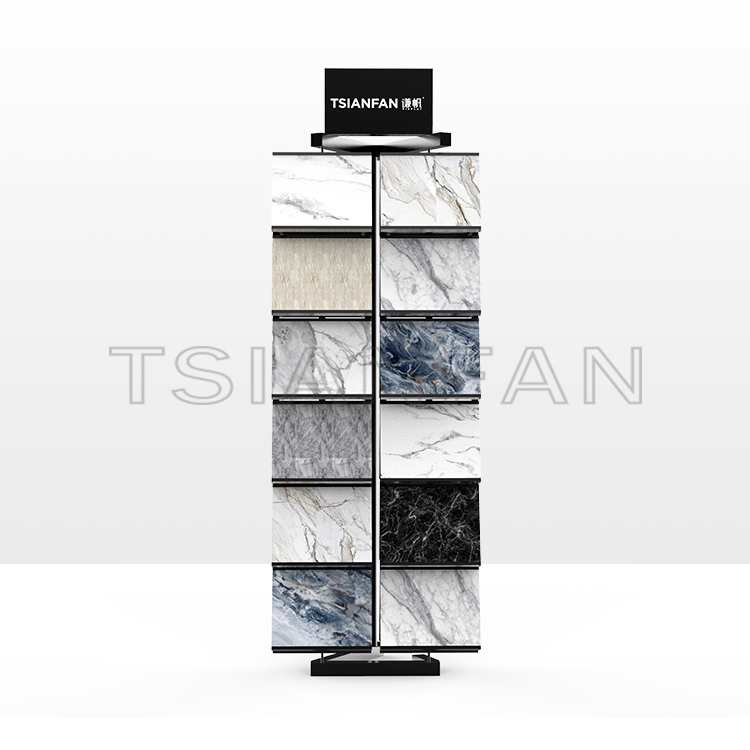 Floor Standing marble quartzite granite tile Floor Stand Metal Waterfall Customize Wholesale display stand srl597