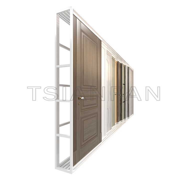 Showroom door sample horizontal sliding display rack  push pull rack KK005