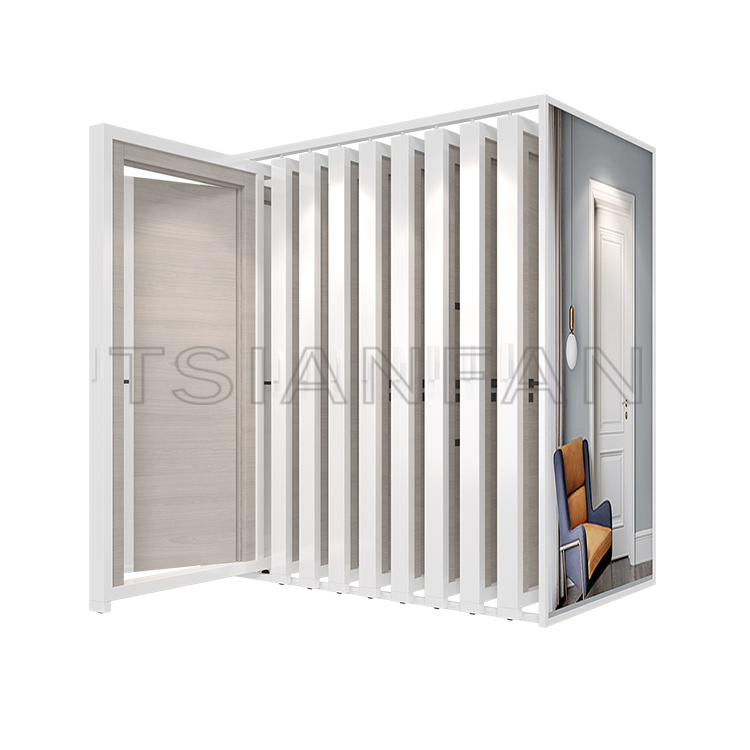 New design Metal Slide door panel push pull cabinet Wooden Door Display Rack KK003