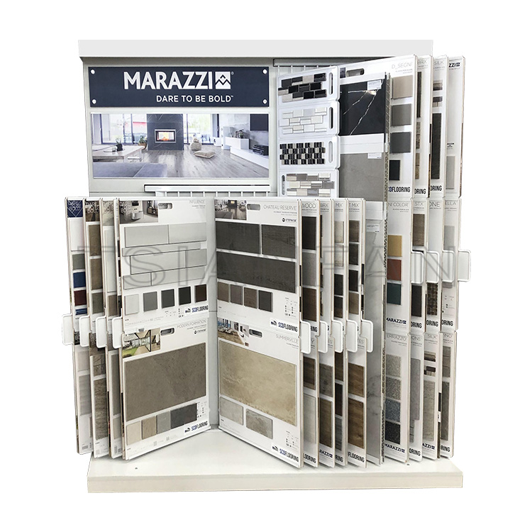 Exhibition Hall mosaic page turning tile show rack-MF013