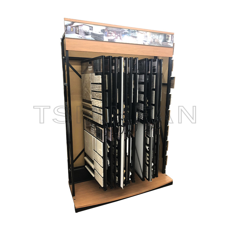 2023 design vertical mosaic stone flip metal display rack-MF015