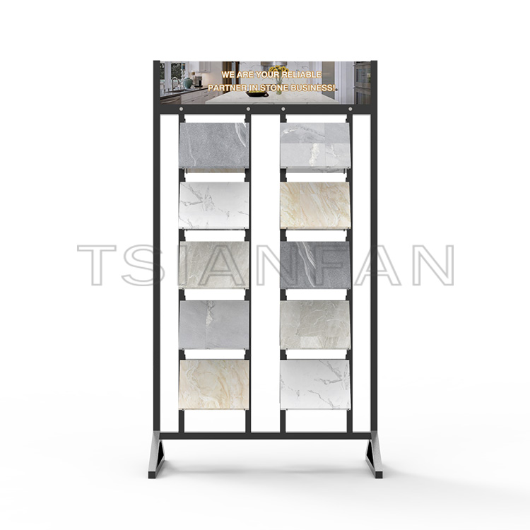 Custom Quartz Stone Sample Waterfall Upright Metal Display Rack-SG030