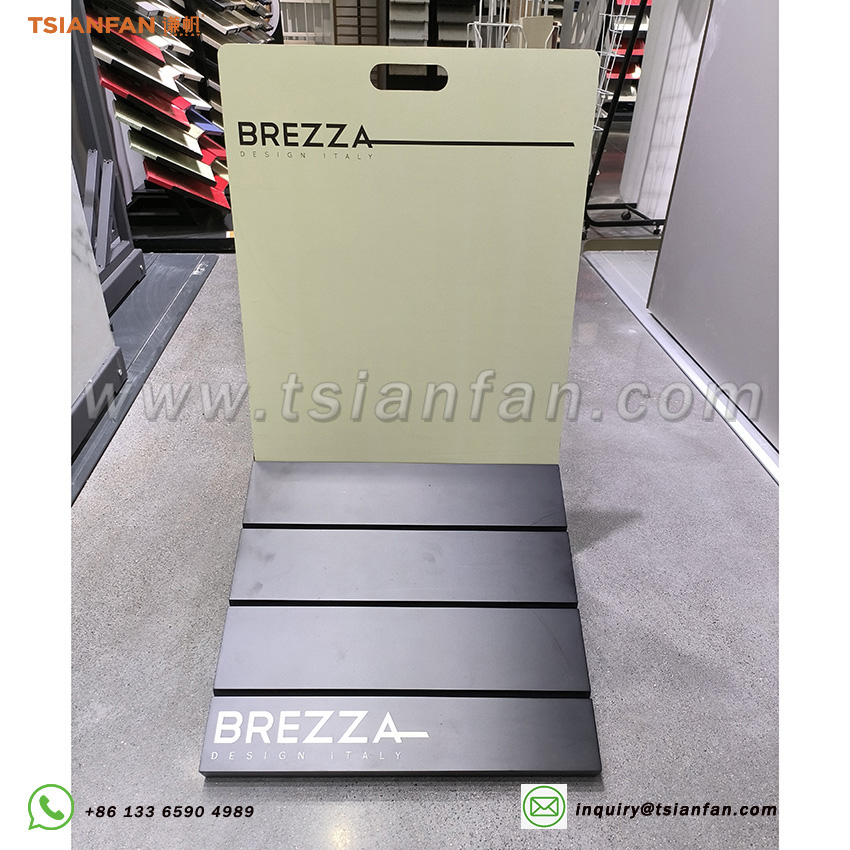 Floor-standing display stand compatible with display board stone acrylic