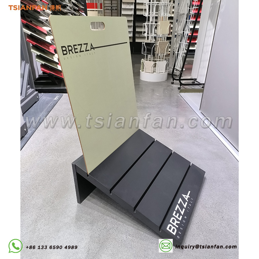 Floor-standing display stand compatible with display board stone acrylic