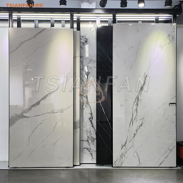 Large panel exhibition hall push-pull marble SLATE exhibition shelf