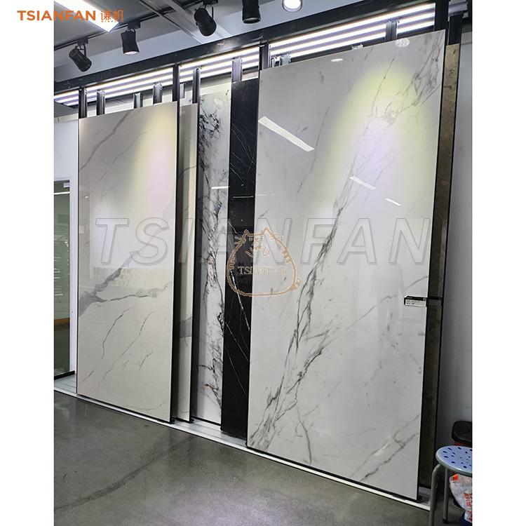 Large panel exhibition hall push-pull marble SLATE exhibition shelf