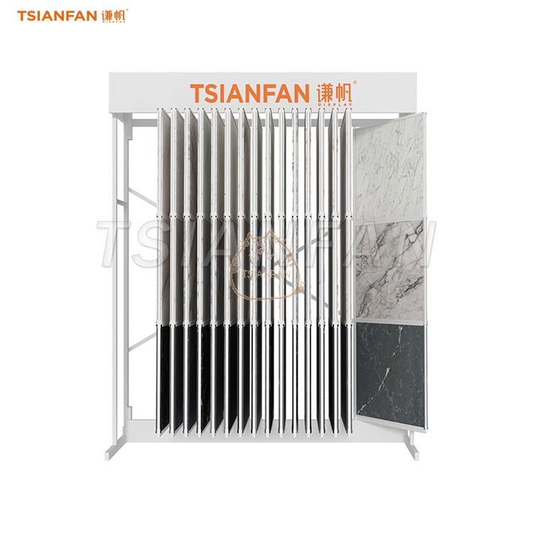 Brand-Customizable Page-Turning Tile Display Rack with Logo Panels - CF095