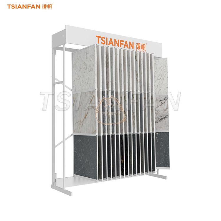 Brand-Customizable Page-Turning Tile Display Rack with Logo Panels - CF095
