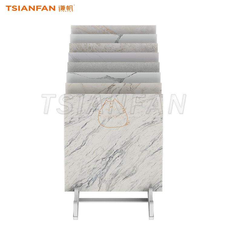 A Frame Metal Tile Display Rack, Freestanding Marble Quartz Stone Sample Insert Stand For Showroom-CE089