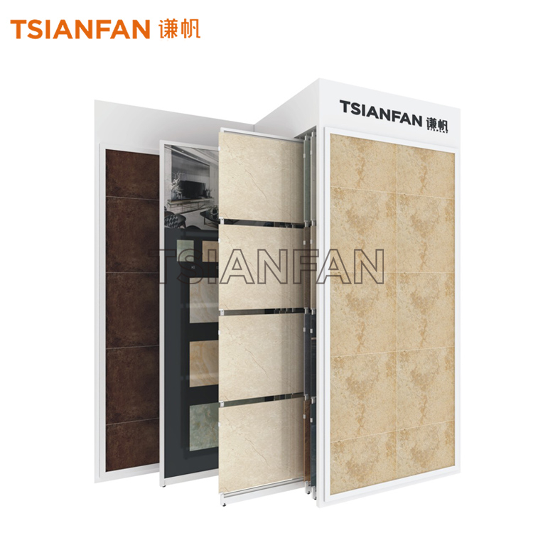 Sliding Ceramic Tile Showroom Display Rack Against The Wall CT901