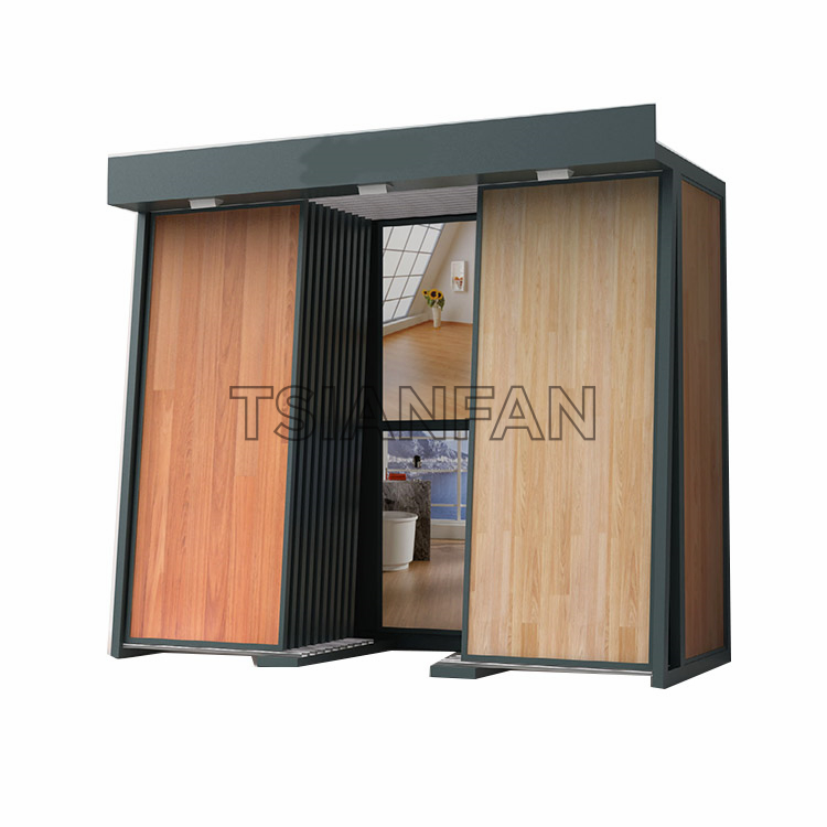 Push-pull wooden floor display rack WT903