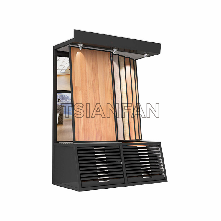 Push-pull wooden floor display rack WT904